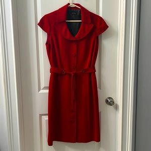 Stunning Red Belted Button Front Tahari Dress